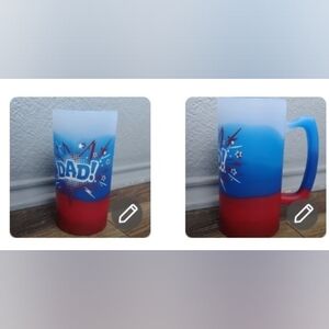 NWOT Silipint 28 oz Beer Stein Dad Red White Blue Clear Stars Lightning Bolt